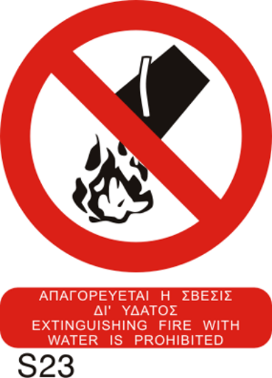 Picture of Extinguishing Fire with Water is Prohibited 20x25