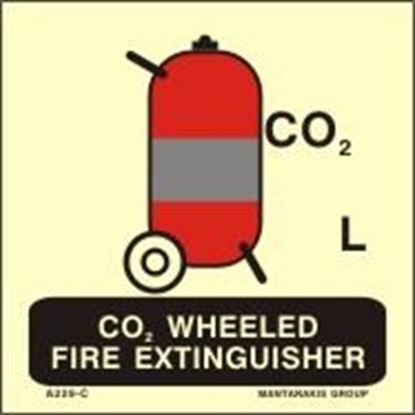 Picture of Wheeled fire extinguisher for carbon dioxide sign 15X15