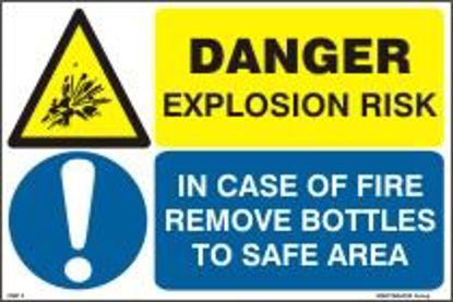 Picture of Danger Explosion Risk - In Case of Fire Remove Bottle 20x30
