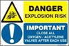 Picture of DANGER EXPLOSION RISK - CLOSE OXYGEN/ACETYLENE 20x30