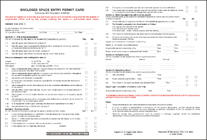 Picture of Enclosed Space Entry Permit Card 19x14