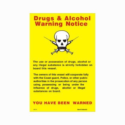 Picture of Drugs & Alcohol Warninhg Notice 30x20