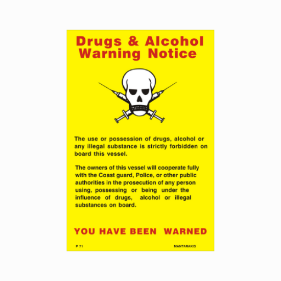 Picture of Drugs & Alcohol Warninhg Notice 30x20