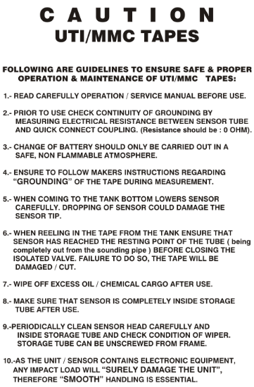 Picture of Caution UTI/MMC Tapes 30x20