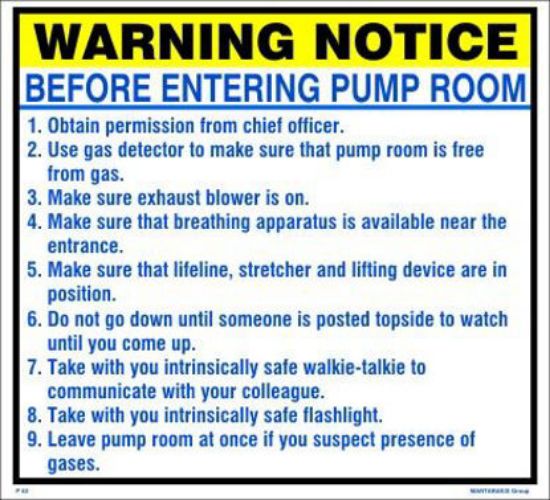 Picture of Warning Notice - Before Entering Pump Room 30x40