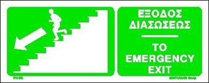 Picture of TO EMERGENCY EXIT DOWN/LEFT SIGN 12x30