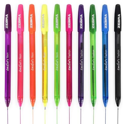 Picture of Zebra Doodler'z Glitter and Neon Gel Pen 1.0mm Set of 10 colors