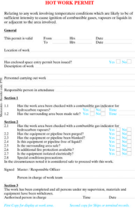 Picture of Hot Work Permit 21x15