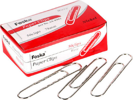 Picture of FOSKA Metal Paper Clips 78mm 100pcs 