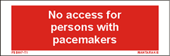 Picture of Text no access for persons with pacemakers 5 x 15