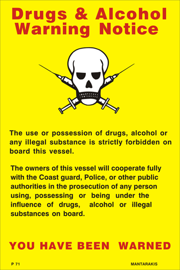 Εικόνα από DRUGS & ALCOHOL WARNING NOTICE   30x20