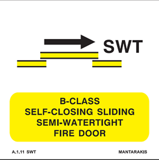Εικόνα από B-CLASS SELF-CLOSING SLIDING SEMI-WATERTIGHT FIRE DOOR SIGN 15x15